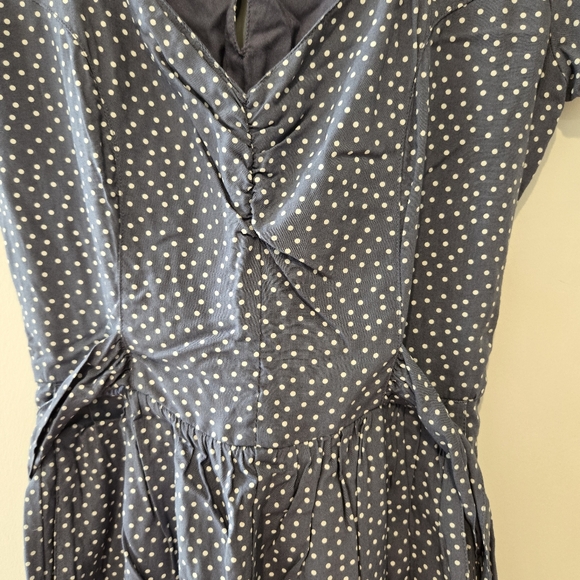 BNWOT Abercrombie and Fitch blue grey polka dot tie waist romper xxs - Picture 5 of 9